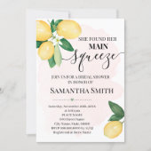 She found her main squeeze lemon bridal shower invitation (Front)