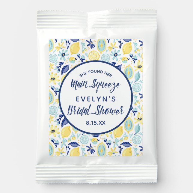 She Found Her Main Squeeze Lemon Bridal Shower Lemonade Drink Mix (Front)
