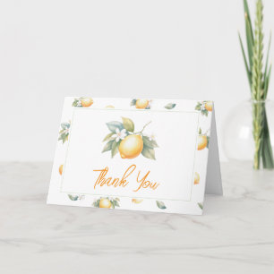 She Found Her Main Squeeze Lemon Bridal Shower Letterpress Thank You Card