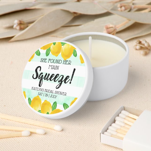 She Found Her Main Squeeze Lemon Bridal Shower Mini Candle Favors (Insitu)