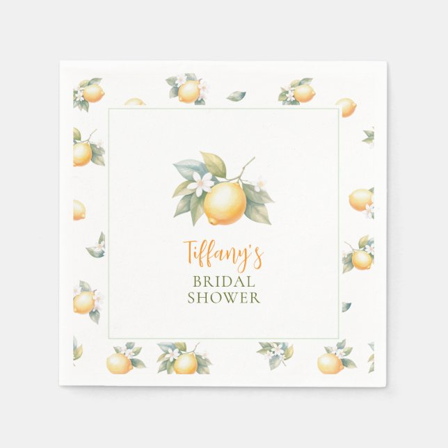 She Found Her Main Squeeze Lemon Bridal Shower Napkins (Front)