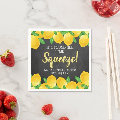 She Found Her Main Squeeze Lemon Bridal Shower Napkins