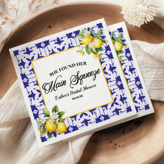 She Found Her Main Squeeze Lemon Bridal Shower Napkins (Creator Uploaded)