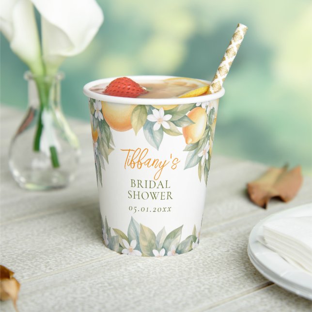 She Found Her Main Squeeze Lemon Bridal Shower Paper Cups (Insitu)