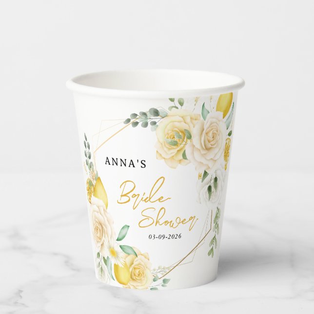 She Found Her Main Squeeze Lemon Bridal Shower Paper Cups (Front)