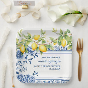 She Found Her Main Squeeze Lemon Bridal Shower Paper Plates