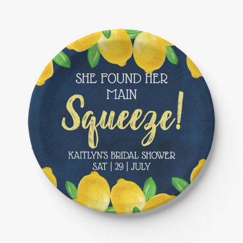 She Found Her Main Squeeze Lemon Bridal Shower Paper Plates