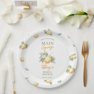 She Found Her Main Squeeze Lemon Bridal Shower Paper Plates