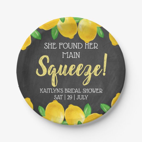 She Found Her Main Squeeze Lemon Bridal Shower Paper Plates