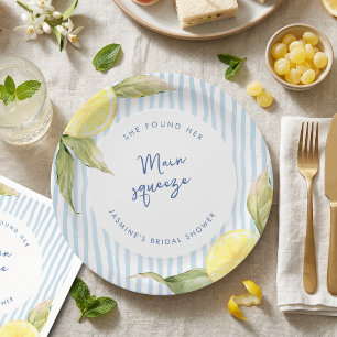 She Found Her Main Squeeze Lemon Bridal Shower Paper Plates