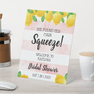 She Found Her Main Squeeze Lemon Bridal Shower Pedestal Sign