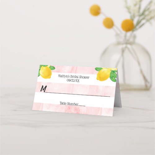 She Found Her Main Squeeze Lemon Bridal Shower Place Card