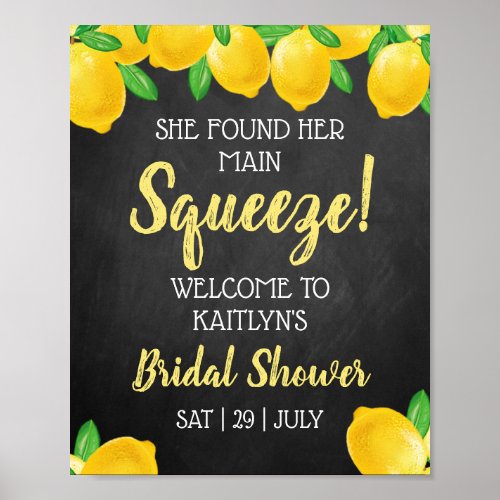 She Found Her Main Squeeze Lemon Bridal Shower Poster