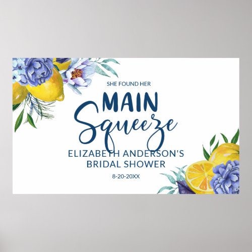 She Found Her Main Squeeze Lemon Bridal Shower Poster