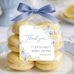 She Found Her Main Squeeze Lemon Bridal Shower Square Sticker<br><div class="desc">Elegant round stickers designed with watercolor lemons and dusty blue florals. Ideal for sealing envelopes,  decorating favors,  or adding a cohesive citrus touch to your bridal shower decor.</div>