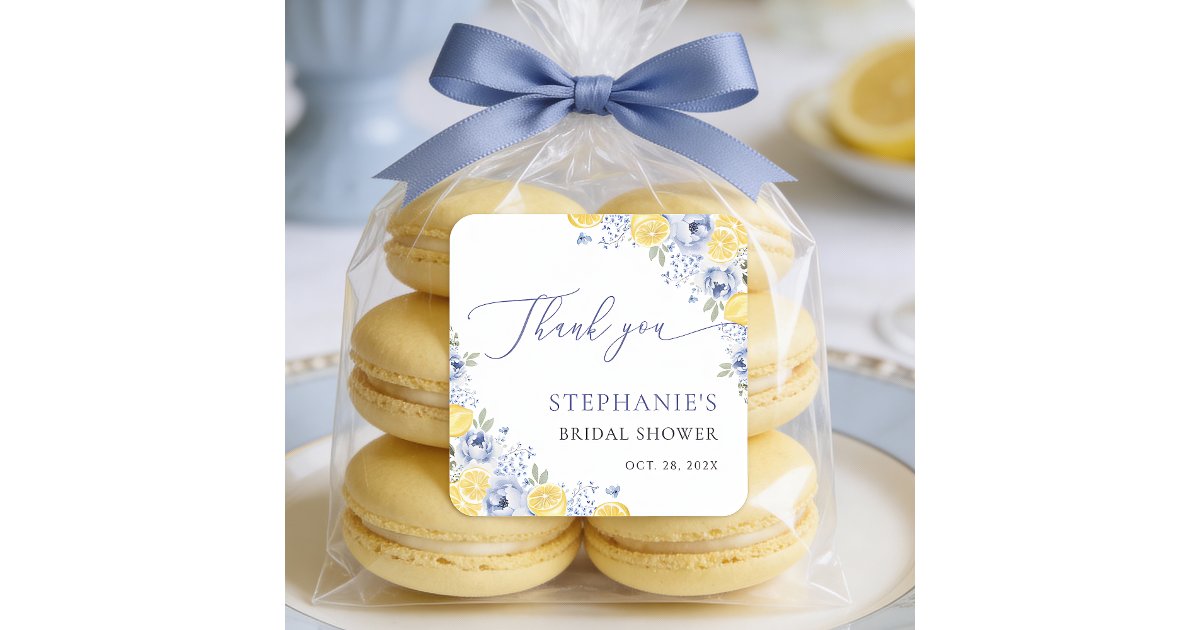 She Found Her Main Squeeze Lemon Bridal Shower Square Sticker | Zazzle