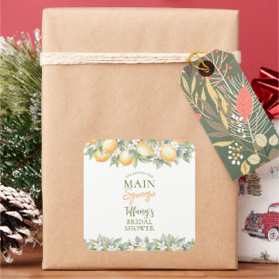 She Found Her Main Squeeze Lemon Bridal Shower Square Sticker