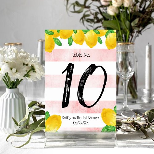 She Found Her Main Squeeze Lemon Bridal Shower Table Number