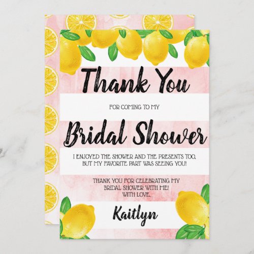 She Found Her Main Squeeze Lemon Bridal Shower Thank You Card