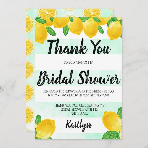 She Found Her Main Squeeze Lemon Bridal Shower Thank You Card