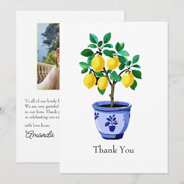 She Found Her Main Squeeze Lemon Bridal Shower Thank You Card (Front/Back)