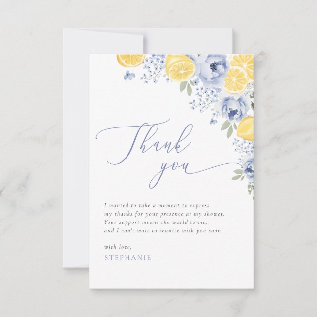 She Found Her Main Squeeze Lemon Bridal Shower Thank You Card (Front)