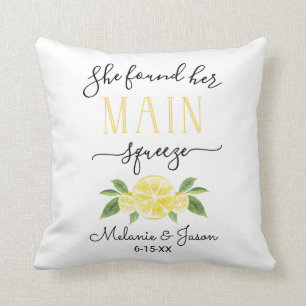 She Found Her Main Squeeze Lemon Wedding Pillow