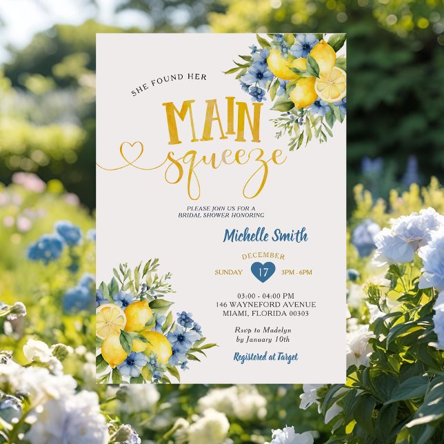She Found Her Main Squeeze Lemonade Bridal Shower Invitation (Creator Uploaded)