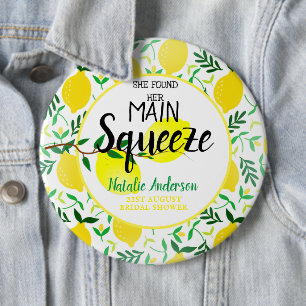 She Found Her Main Squeeze Lemons Bridal Shower Button
