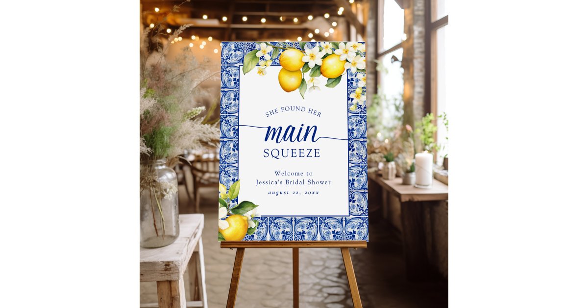She Found Her Main Squeeze Lemons Bridal Shower Foam Board | Zazzle