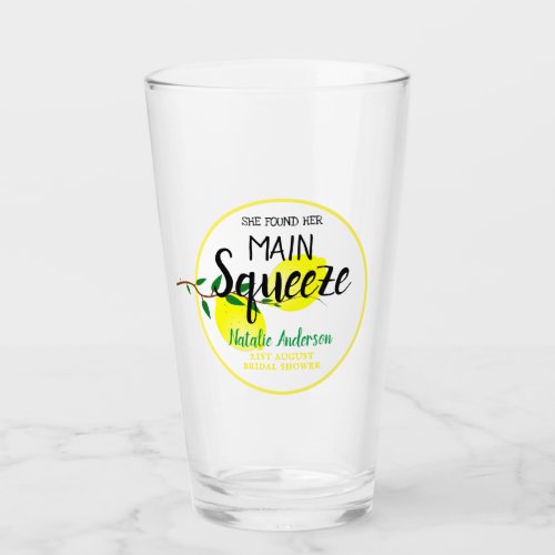 She Found Her Main Squeeze Lemons Bridal Shower Glass