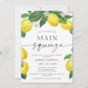 She Found Her Main Squeeze Lemons Bridal Shower Invitation