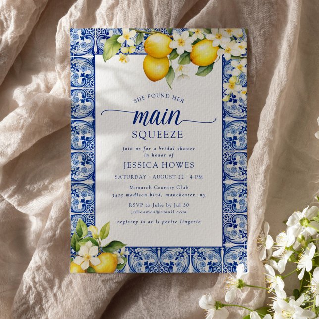 She Found Her Main Squeeze Lemons Bridal Shower Invitation (Creator Uploaded)