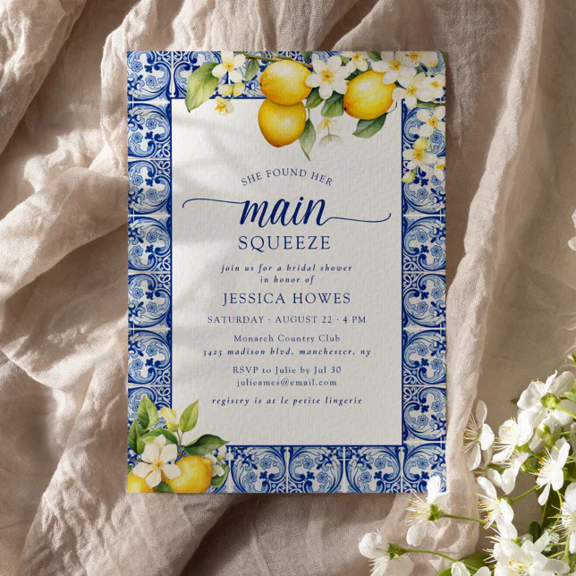 She Found Her Main Squeeze Lemons Bridal Shower Invitation | Zazzle