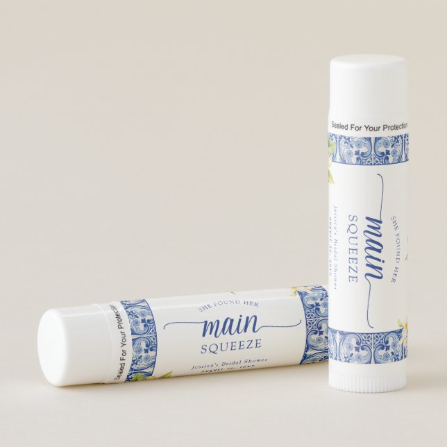 She Found Her Main Squeeze Lemons Bridal Shower Lip Balm (Front)