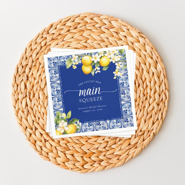 She Found Her Main Squeeze Lemons Bridal Shower Napkins (Creator Uploaded)