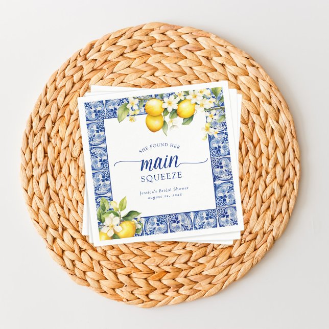 She Found Her Main Squeeze Lemons Bridal Shower Napkins (Creator Uploaded)