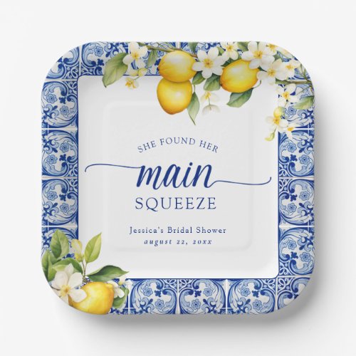 She Found Her Main Squeeze Lemons Bridal Shower Paper Plates