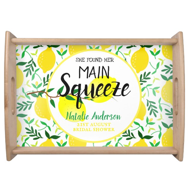 She Found Her Main Squeeze Lemons Bridal Shower Serving Tray (Front)