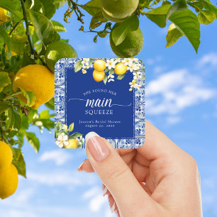 She Found Her Main Squeeze Lemons Bridal Shower Square Sticker