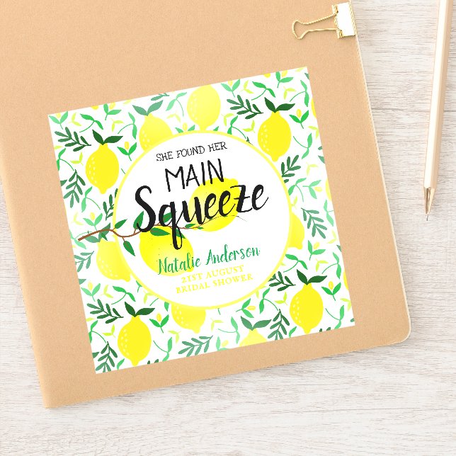 She Found Her Main Squeeze Lemons Bridal Shower Sticker (Notebook)