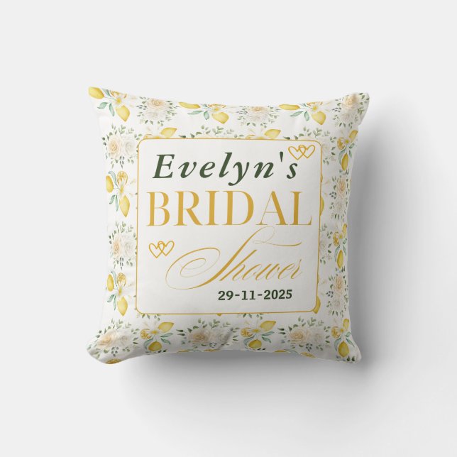 She Found Her Main Squeeze Lemons Bridal Shower  Throw Pillow (Front)