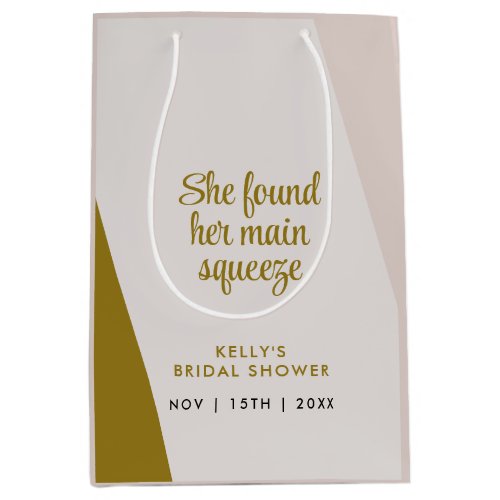 She Found Her Main Squeeze Modern Bridal Shower Medium Gift Bag