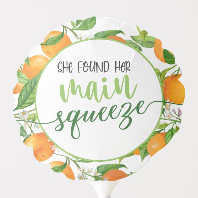 She Found Her Main Squeeze Orange Bridal Shower Balloon (Front)