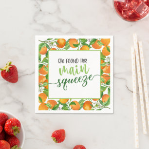 She Found Her Main Squeeze Orange Bridal Shower Napkins