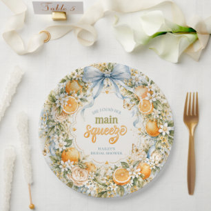 She Found Her Main Squeeze Orange Bridal Shower Paper Plates