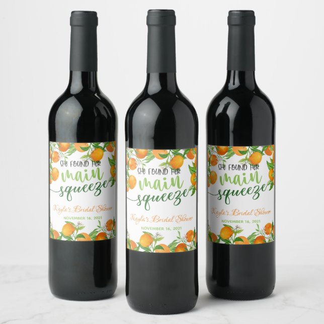 She Found Her Main Squeeze - Orange - Wine Label (Bottles)