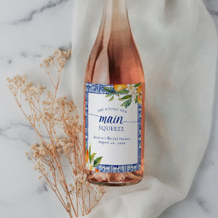 She Found Her Main Squeeze Oranges Bridal Shower Wine Label