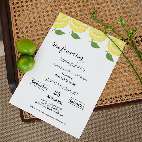 She found her main squeeze summer bridal shower  invitation