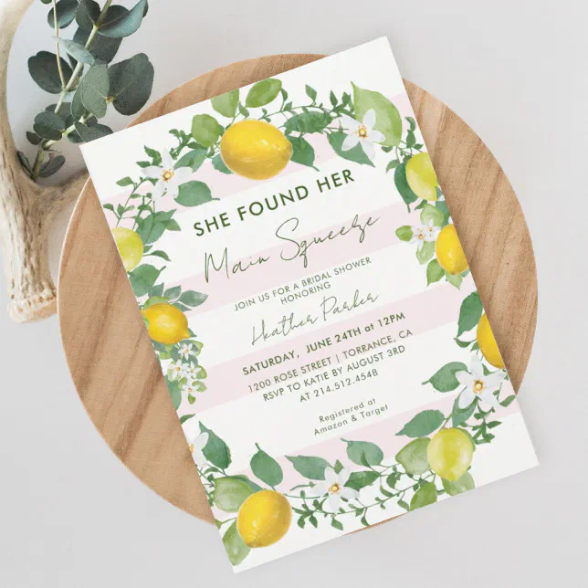 She Found Her Min Squeeze Citrus Bridal Shower Invitation | Zazzle